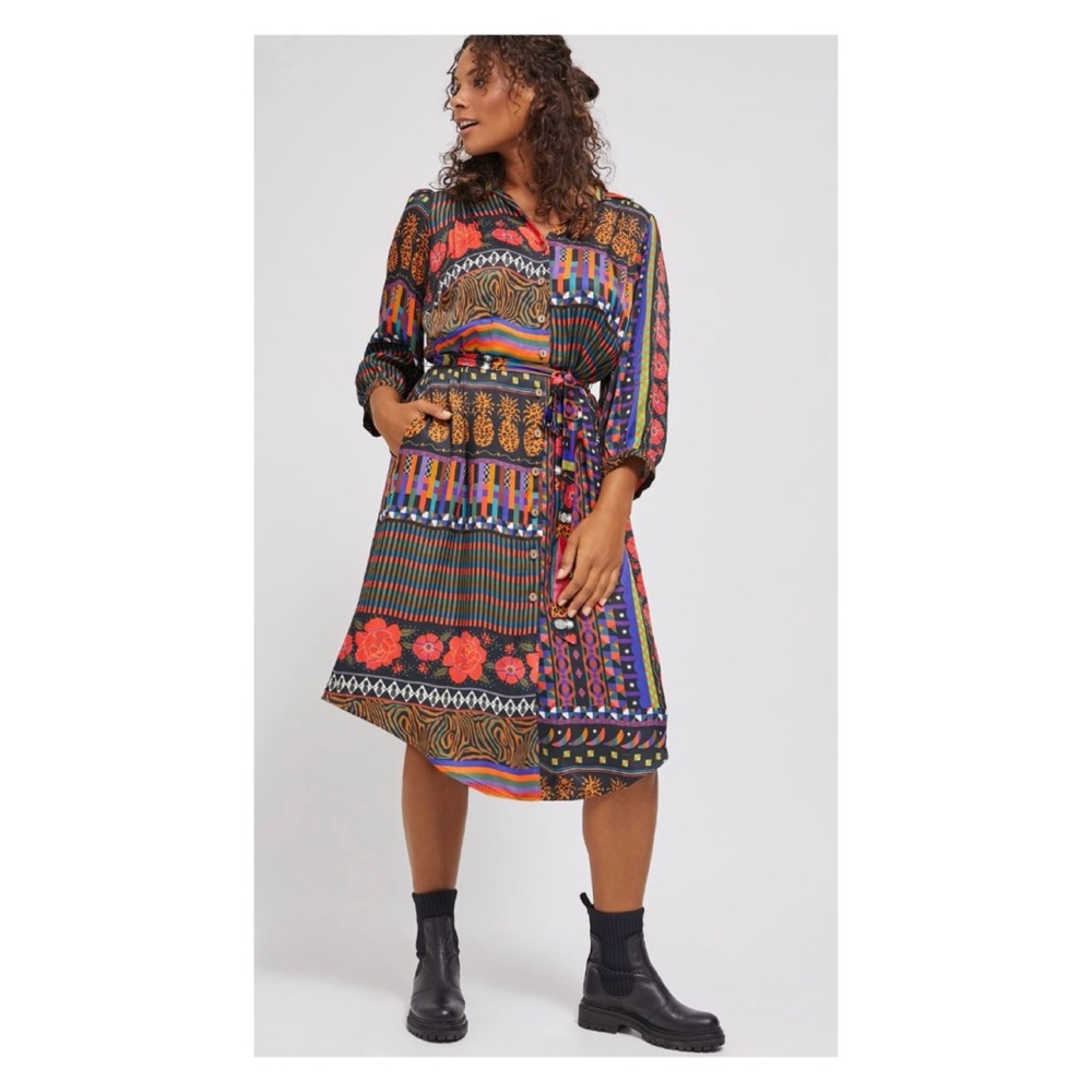 NWOT Anthropologie Farm Rio Ciela Midi Shirtdress  Size XS